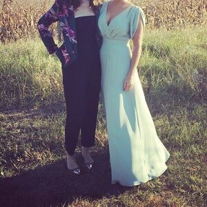 Gorgeous sage green silk crepe JCrew long bridesmaid dress